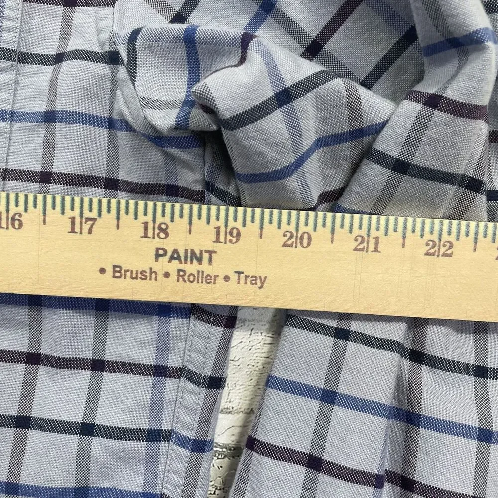 J.CREW Mens Flex Oxford Shirt Long Sleeve Button Down Gray Blue Plaid